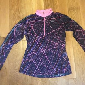 Nike Dry Fit 1/2 zip Pullover Gray and Pink